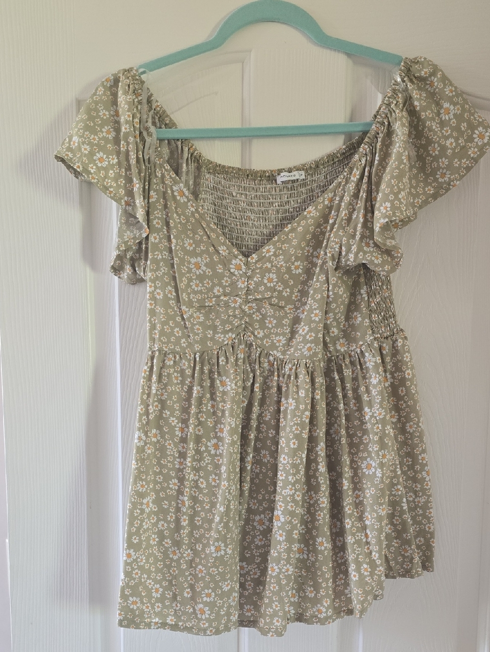 Staccato Sage Floral Babydoll Top